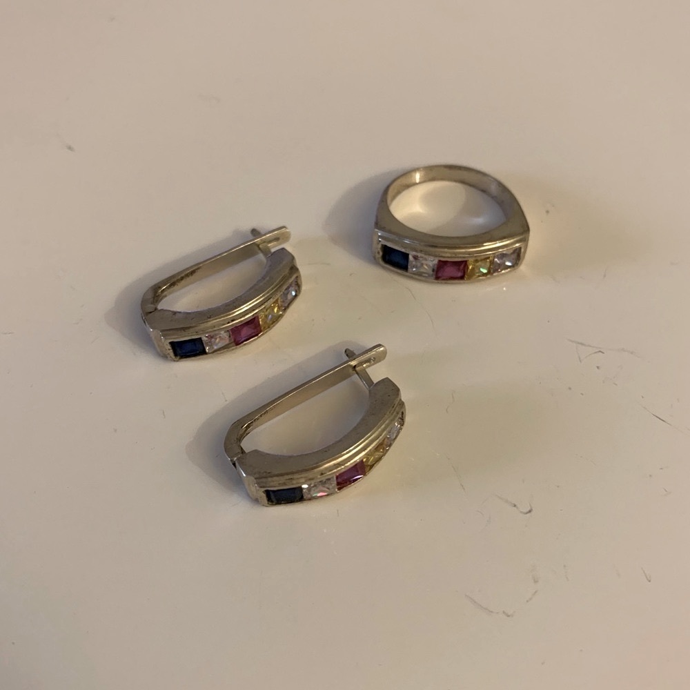 Sterling silver earrings and ring set